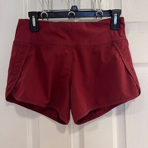 CRZ YOGA Women's Athletic Shorts in Deep Red